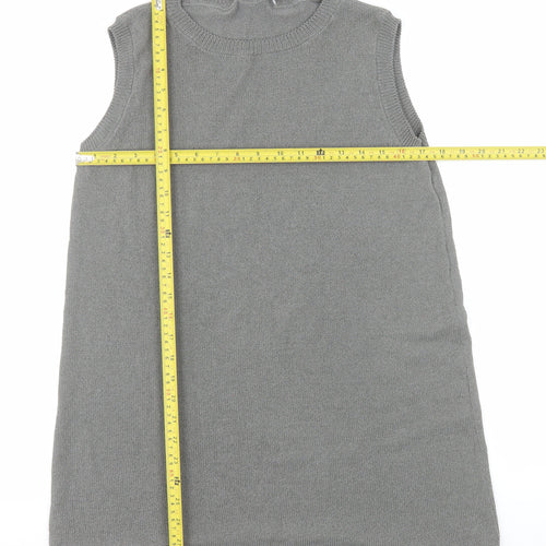 ZARA Women Grey Knit Sleeveless Vest Jumper Size M