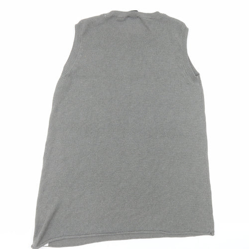 ZARA Women Grey Knit Sleeveless Vest Jumper Size M