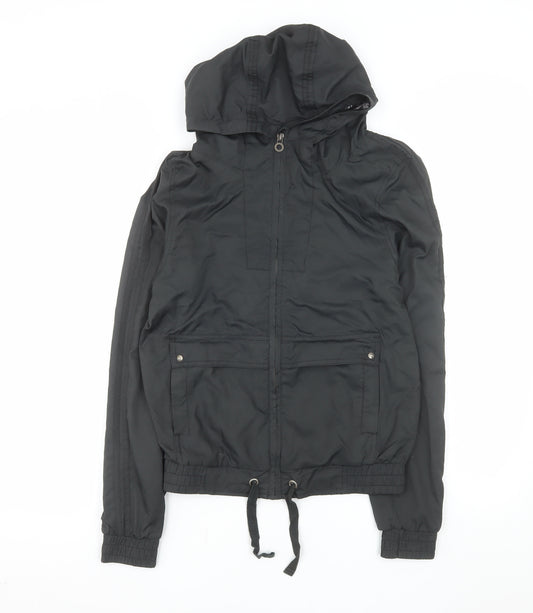 Crafted Women’s Black Hooded Windbreaker Jacket Size S