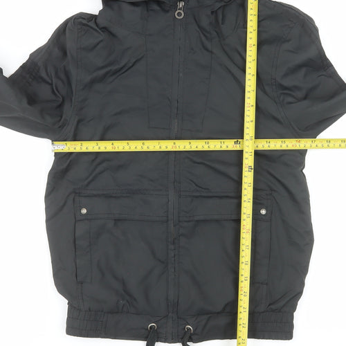 Crafted Women’s Black Hooded Windbreaker Jacket Size S