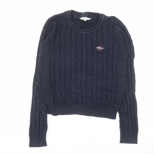 Tokyo Laundry Women's Blue Cable-Knit Cotton Jumper M