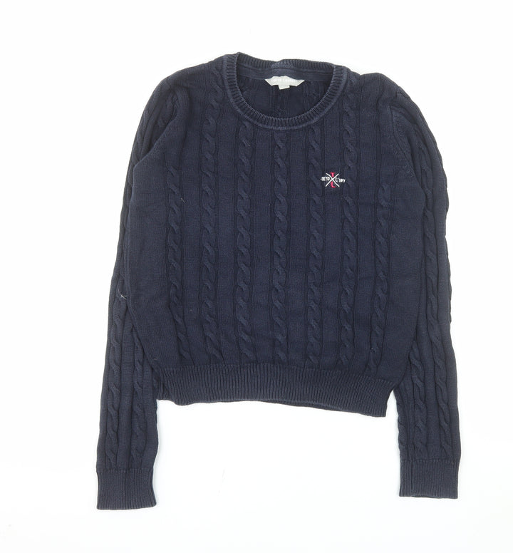Tokyo Laundry Women's Blue Cable-Knit Cotton Jumper M