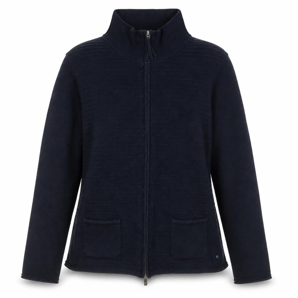Front view of Olsen Women's Navy Cotton Acrylic Full Zip Jacket UK 14