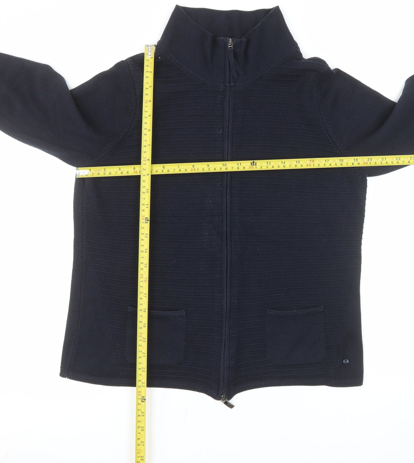 Olsen Women's Navy Cotton Acrylic Full Zip Jacket UK 14