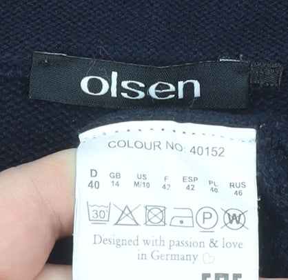 Olsen Women's Navy Cotton Acrylic Full Zip Jacket UK 14
