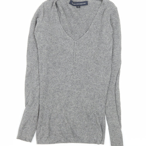 French Connection Women's Grey V-Neck Knit Top XS