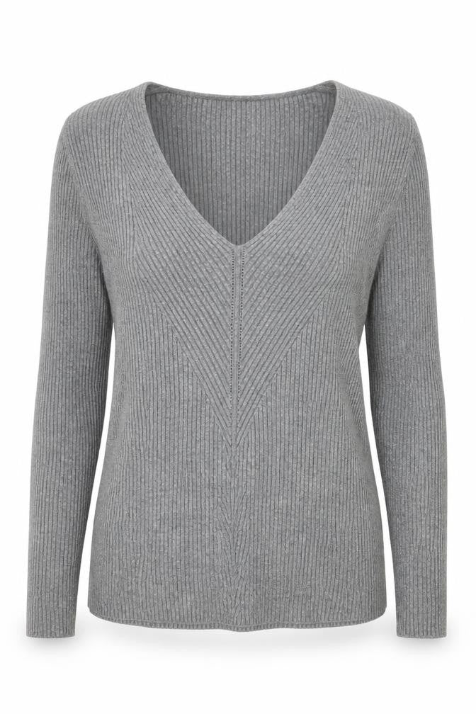 French Connection Women's Grey V-Neck Knit Top XS
