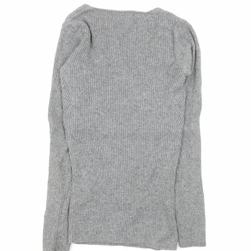 French Connection Women's Grey V-Neck Knit Top XS