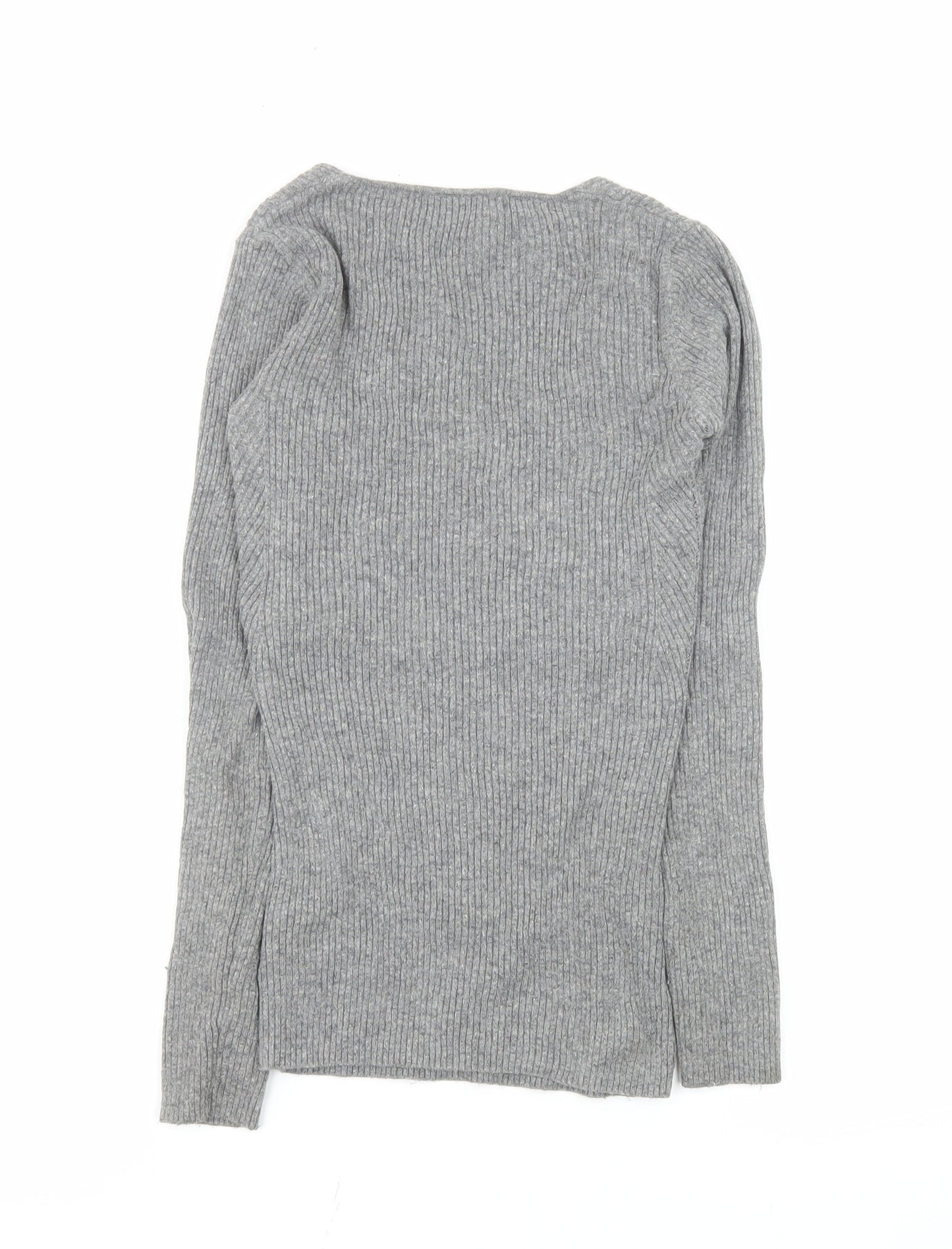 French Connection Women's Grey V-Neck Knit Top XS