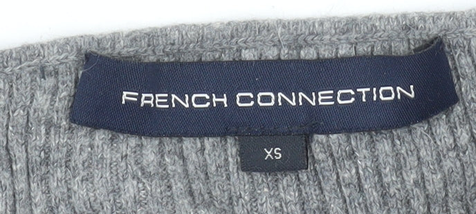 French Connection Women's Grey V-Neck Knit Top XS