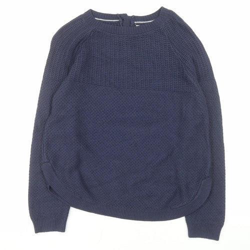 Fat Face Women's Blue Crew Neck Waffle-Knit Jumper UK 10