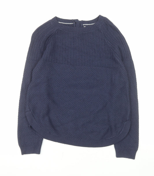 Fat Face Women's Blue Crew Neck Waffle-Knit Jumper UK 10