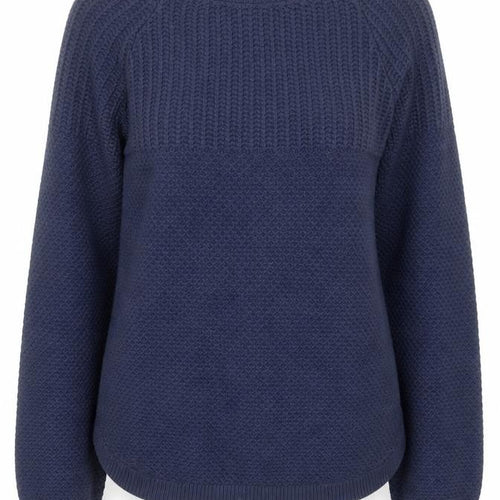 Fat Face Women's Blue Crew Neck Waffle-Knit Jumper UK 10