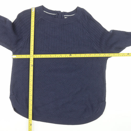 Fat Face Women's Blue Crew Neck Waffle-Knit Jumper UK 10