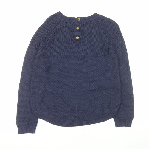 Fat Face Women's Blue Crew Neck Waffle-Knit Jumper UK 10