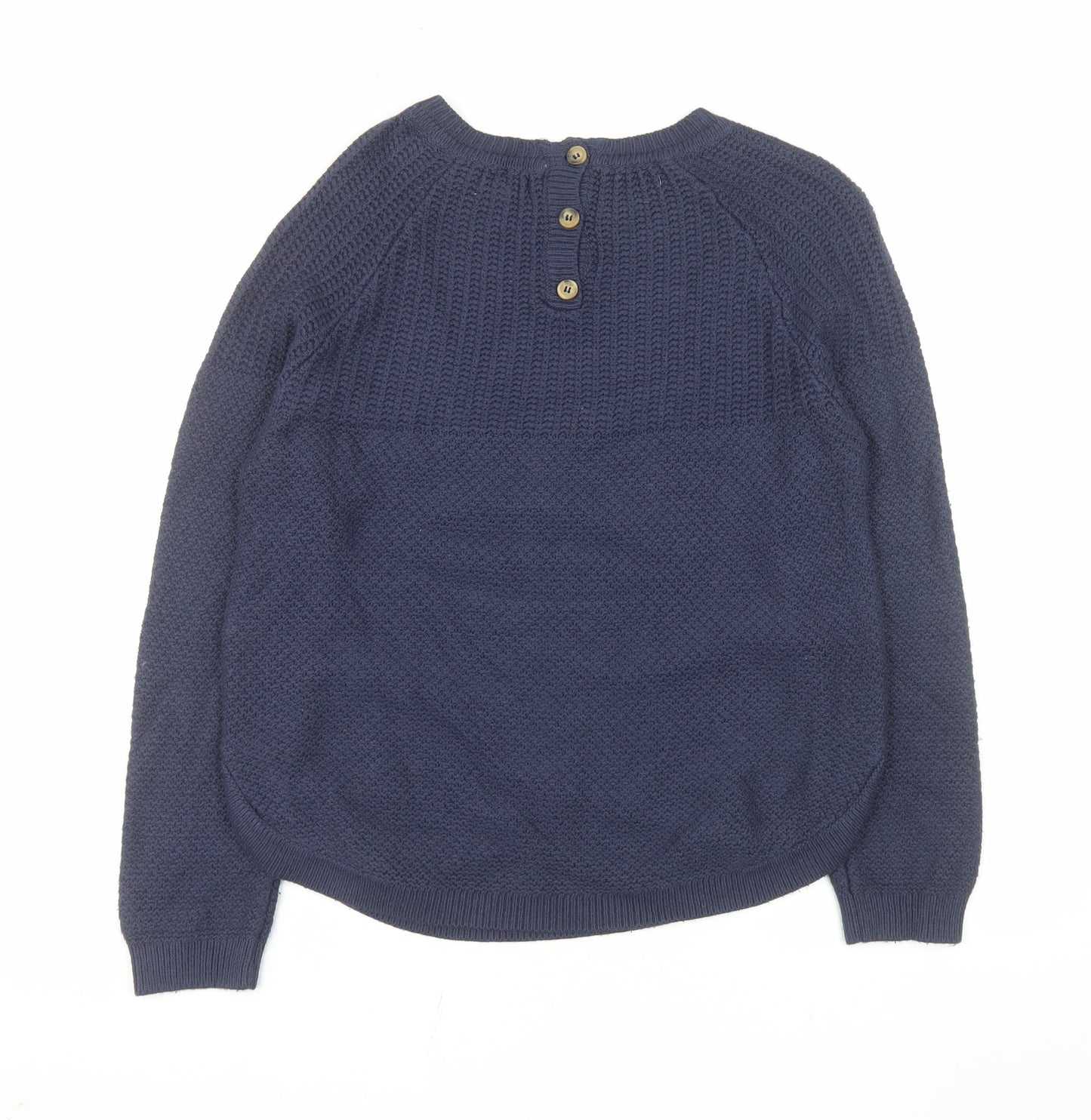 Fat Face Women's Blue Crew Neck Waffle-Knit Jumper UK 10