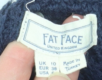 Fat Face Women's Blue Crew Neck Waffle-Knit Jumper UK 10