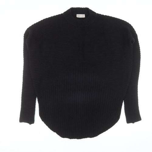 Label Lab Women's Black Cotton Ribbed Crew Neck Jumper Size 10