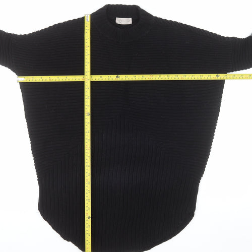 Label Lab Women's Black Cotton Ribbed Crew Neck Jumper Size 10