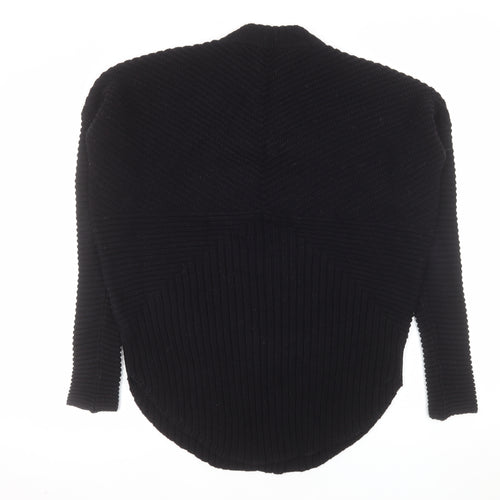 Label Lab Women's Black Cotton Ribbed Crew Neck Jumper Size 10