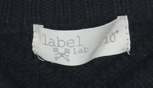 Label Lab Women's Black Cotton Ribbed Crew Neck Jumper Size 10