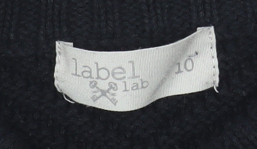 Label Lab Women's Black Cotton Ribbed Crew Neck Jumper Size 10