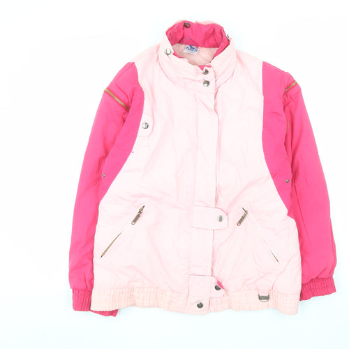 Rodeo Women's Pink Colourblock Puffer Jacket Size 10 Retro 80s Style