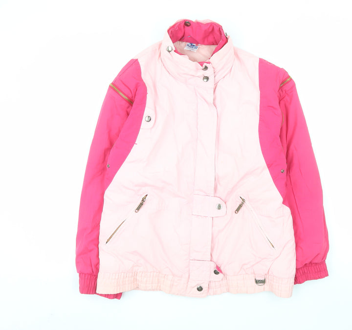 Rodeo Women's Pink Colourblock Puffer Jacket Size 10 Retro 80s Style