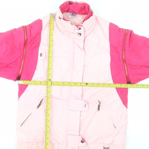 Rodeo Women's Pink Colourblock Puffer Jacket Size 10 Retro 80s Style