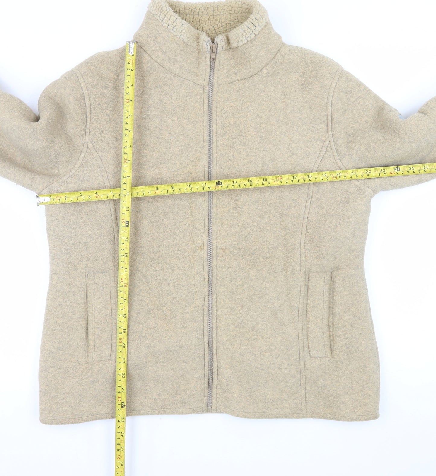 Jack Murphy Men's Beige Fleece Full Zip Outdoor Jacket Size 16