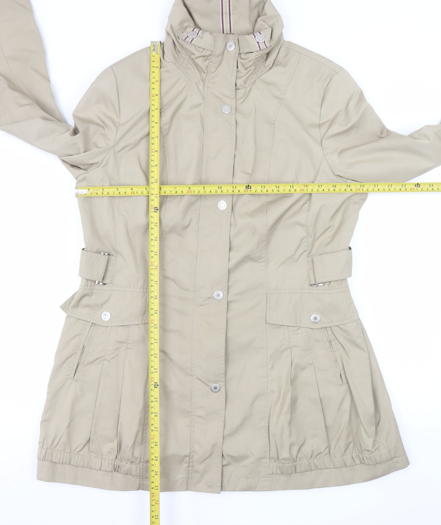 Klass Collection Women's Beige Mid-Length Rain Coat Size 16