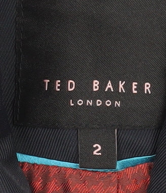 Ted Baker Women's Black Trench Coat Size 10 Belted Wool Blend