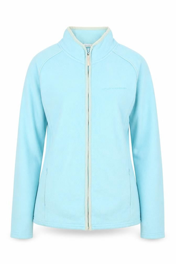 Front view of US Athletic Women's Blue Fleece Full Zip Lightweight Jacket, size 8