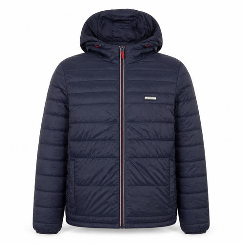 Jack & Jones Men's Blue XL Puffer Jacket Hooded Nylon Winter Coat