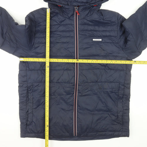 Jack & Jones Men's Blue XL Puffer Jacket Hooded Nylon Winter Coat