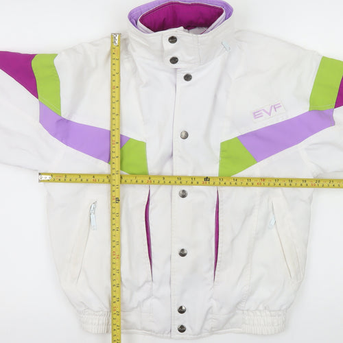 EVF Teens White 90s Retro Ski Jacket Size 8 Polyester Winter