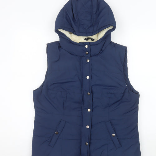 Dorothy Perkins Women's Blue Hooded Puffer Waistcoat Size 16