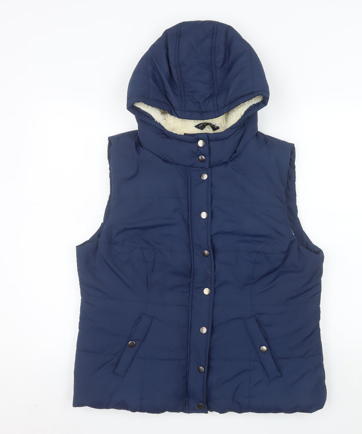 Dorothy Perkins Women's Blue Hooded Puffer Waistcoat Size 16