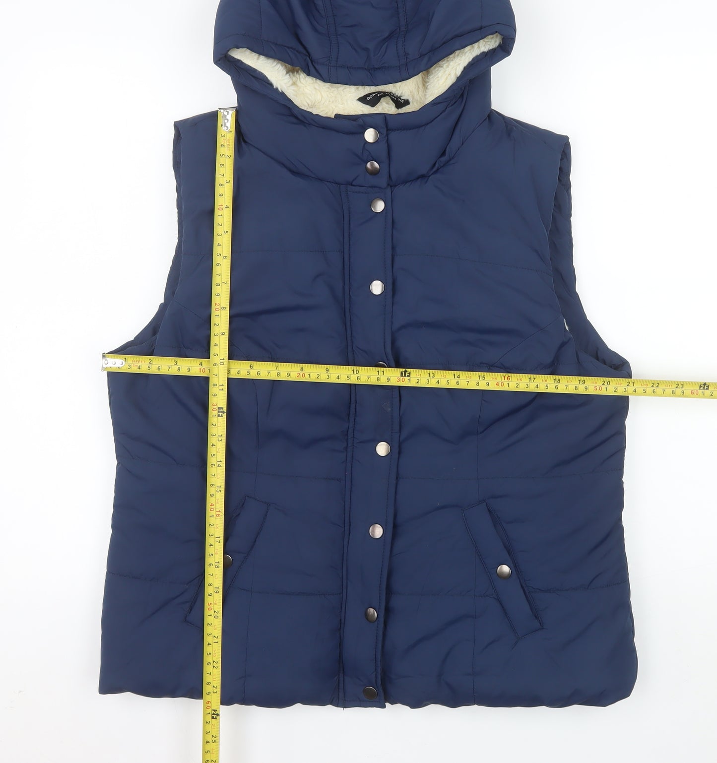 Dorothy Perkins Women's Blue Hooded Puffer Waistcoat Size 16