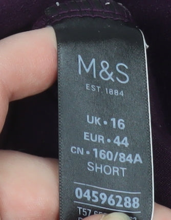 Marks and Spencer Women’s Purple Velvet Jogger Trousers Size 16