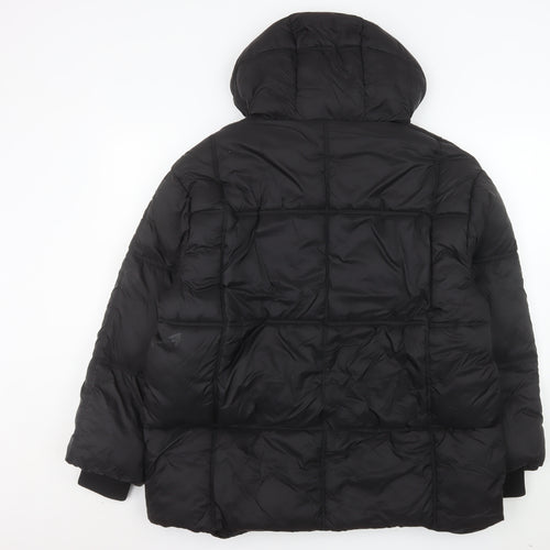 Primark Women's Black Mid-Length Hooded Puffer Jacket Size M