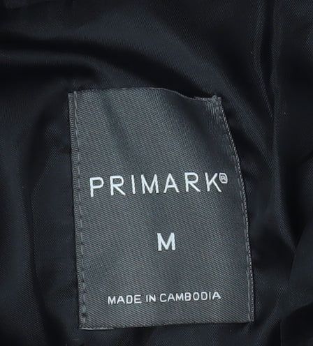 Primark Women's Black Mid-Length Hooded Puffer Jacket Size M