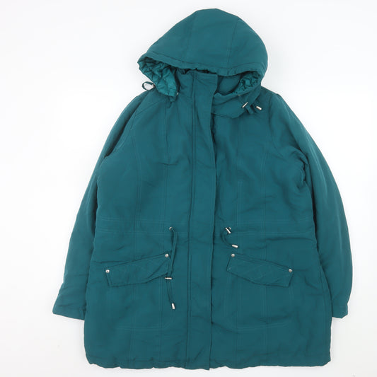 BHS Women’s Teal Hooded Long Parka Coat Size 16