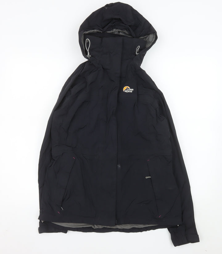 Lowe Alpine Women’s Black Waterproof Hooded Jacket UK 14 Outdoor Nylon Coat