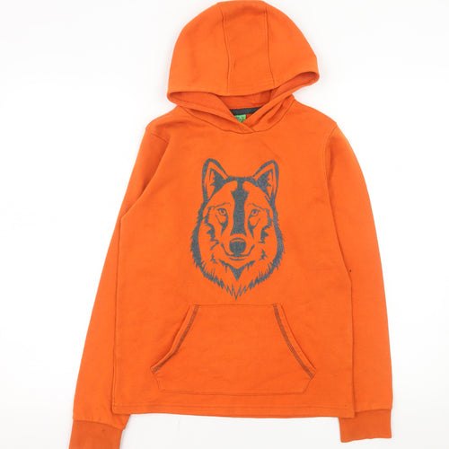 Mountain Warehouse Boys Orange Wolf Print Pullover Hoodie 11-12 Years
