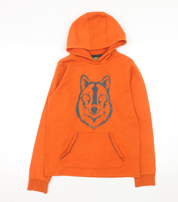 Mountain Warehouse Boys Orange Wolf Print Pullover Hoodie 11-12 Years