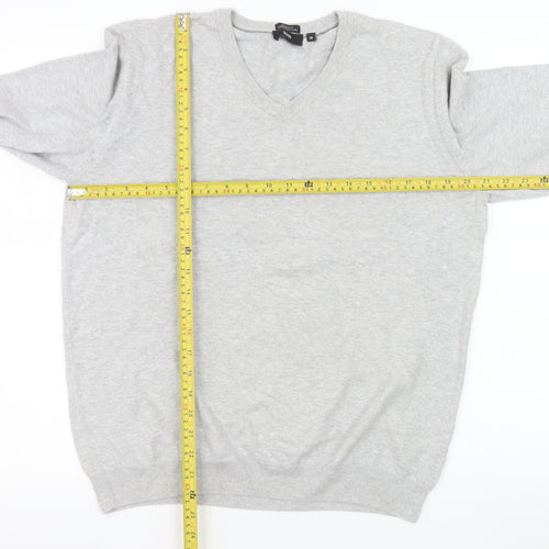 Hugo Boss Men’s Grey Cotton V-Neck Regular Fit Jumper Size M