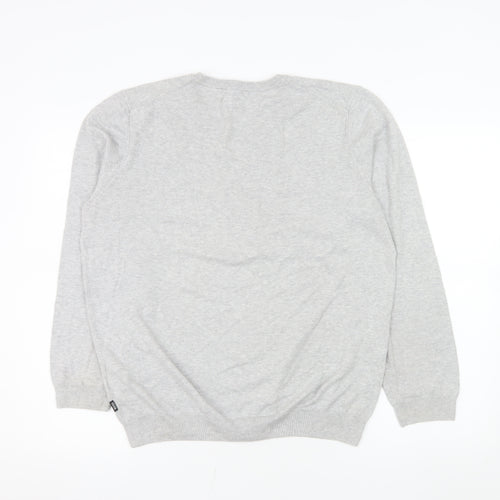 Hugo Boss Men’s Grey Cotton V-Neck Regular Fit Jumper Size M