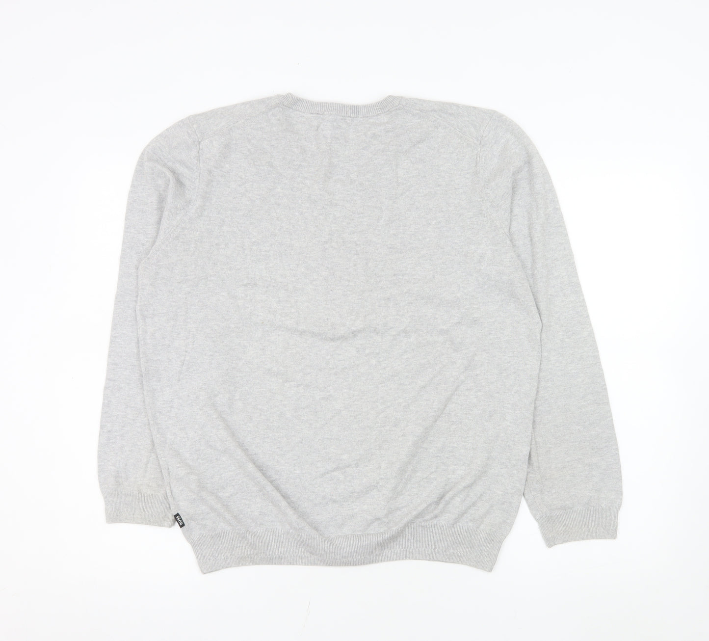 Hugo Boss Men’s Grey Cotton V-Neck Regular Fit Jumper Size M