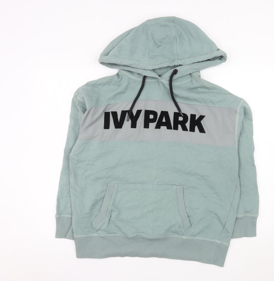 Ivy Park Women's Green Pullover Hoodie Medium Cotton Blend Logo Sweatshirt